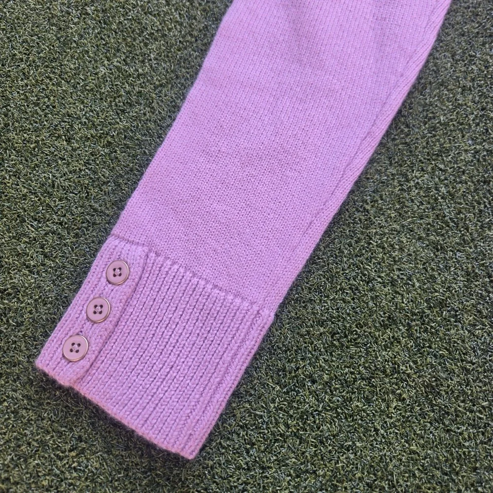 Talbots Petite Pink Cable Knit Sweater Womens SP Button Cuff